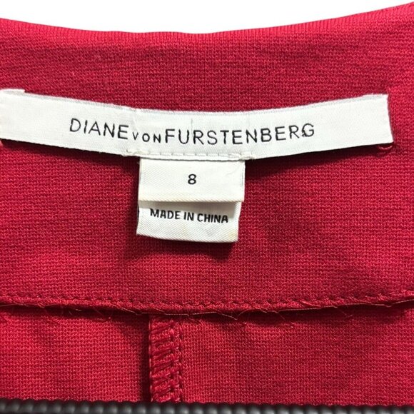 Diane Von Furstenberg Red Short Sleeve Saturn Full Front Zip Dress 8 - Picture 8 of 9